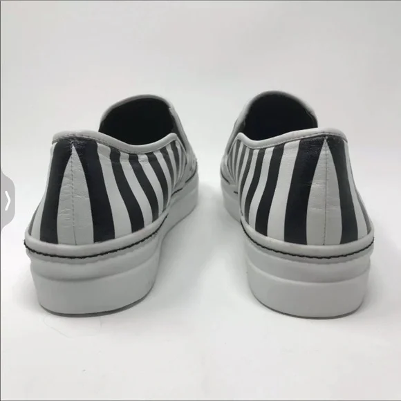 NWT Alice and Olivia striped leather Platform leather slide sneakers - Picture 6 of 7